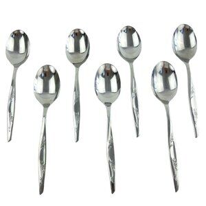 International Silver Belle Isle‎ Stainless USA Set of 7 Oval Soup Spoons